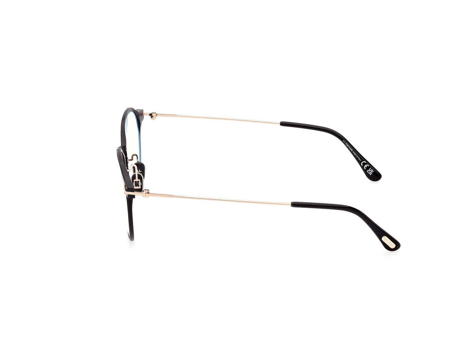 Das Bild zeigt die Korrektionsbrille FT5866-B 002 von der Marke Tom Ford in schwarz/rose gold.