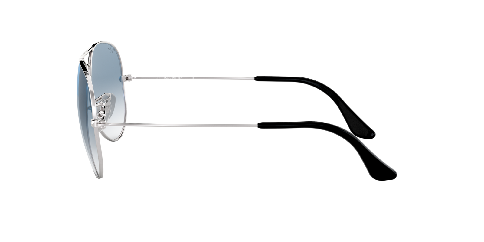 Das Bild zeigt die Pilotensonnenbrille RB3025 003/3F 55 für Herren von der Marke Ray-Ban in grau seitlich
