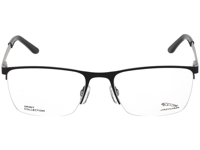 Das Bild zeigt die rechteckige Brille Jaguar 33599 1173 für Herren von der Marke Jaguar in schwarz und weiß von vorne