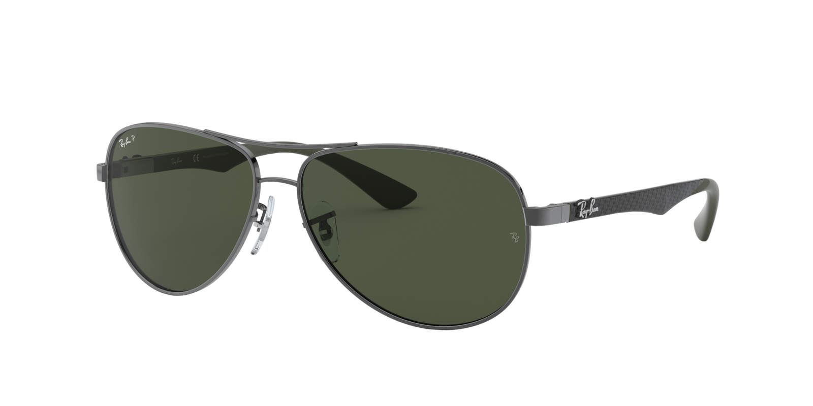 Das Bild zeigt die Pilotensonnenbrille RB8313 für Herren von der Marke Ray-Ban in gunmetal schwarz von vorne