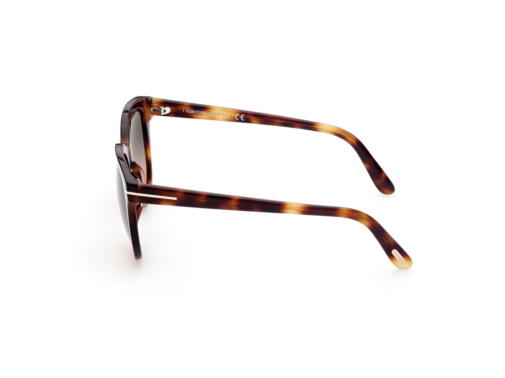 Das Bild zeigt die Sonnenbrille Sabrina FT0914 von der Marke Tom Ford in braun gemustert seitlich