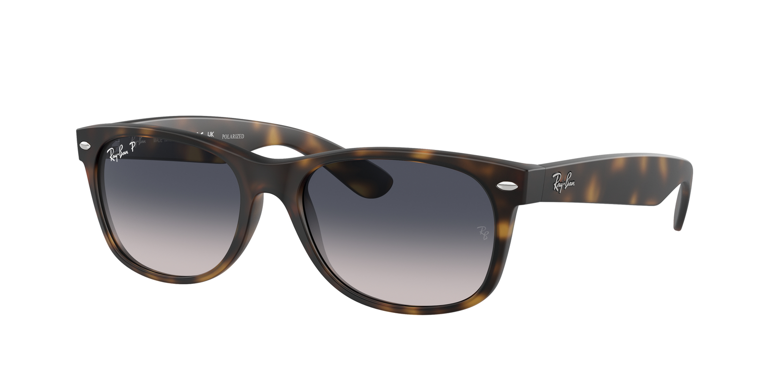 Das Bild zeigt die rechteckige Sonnenbrille Ray Ban New Wayfarer RB2132 865/78 58 für Damen von der Marke Ray Ban in braun havanna von vorne