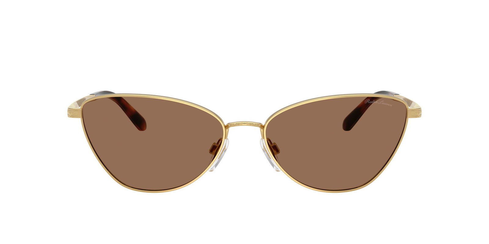 Das Bild zeigt die Ralph Lauren Sonnenbrille RL7093 in Gold von vorne.
