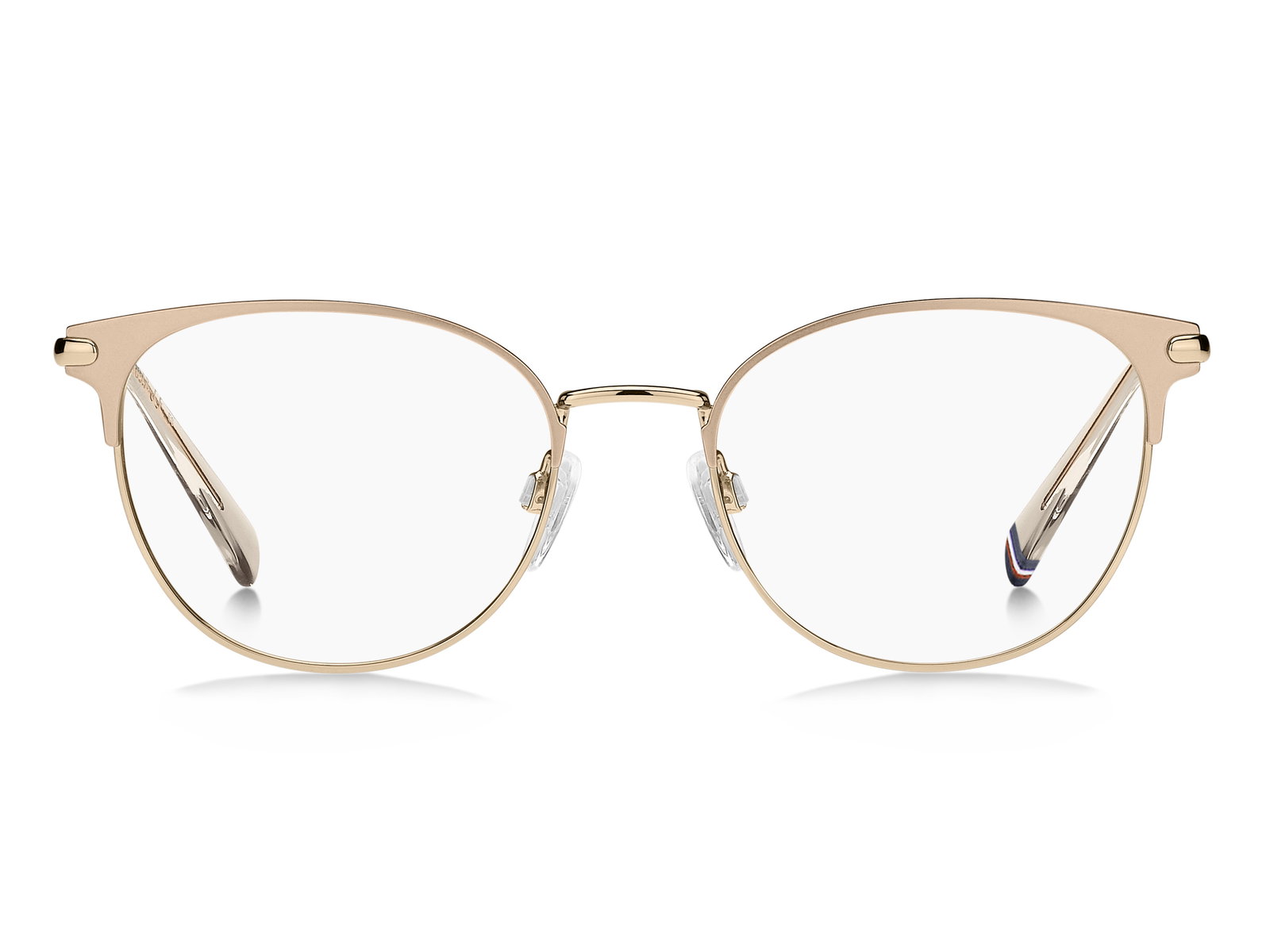 Das Bild zeigt die Cat-Eye-Brille TH1960 für Damen von der Marke Tommy Hilfiger in gold von vorne