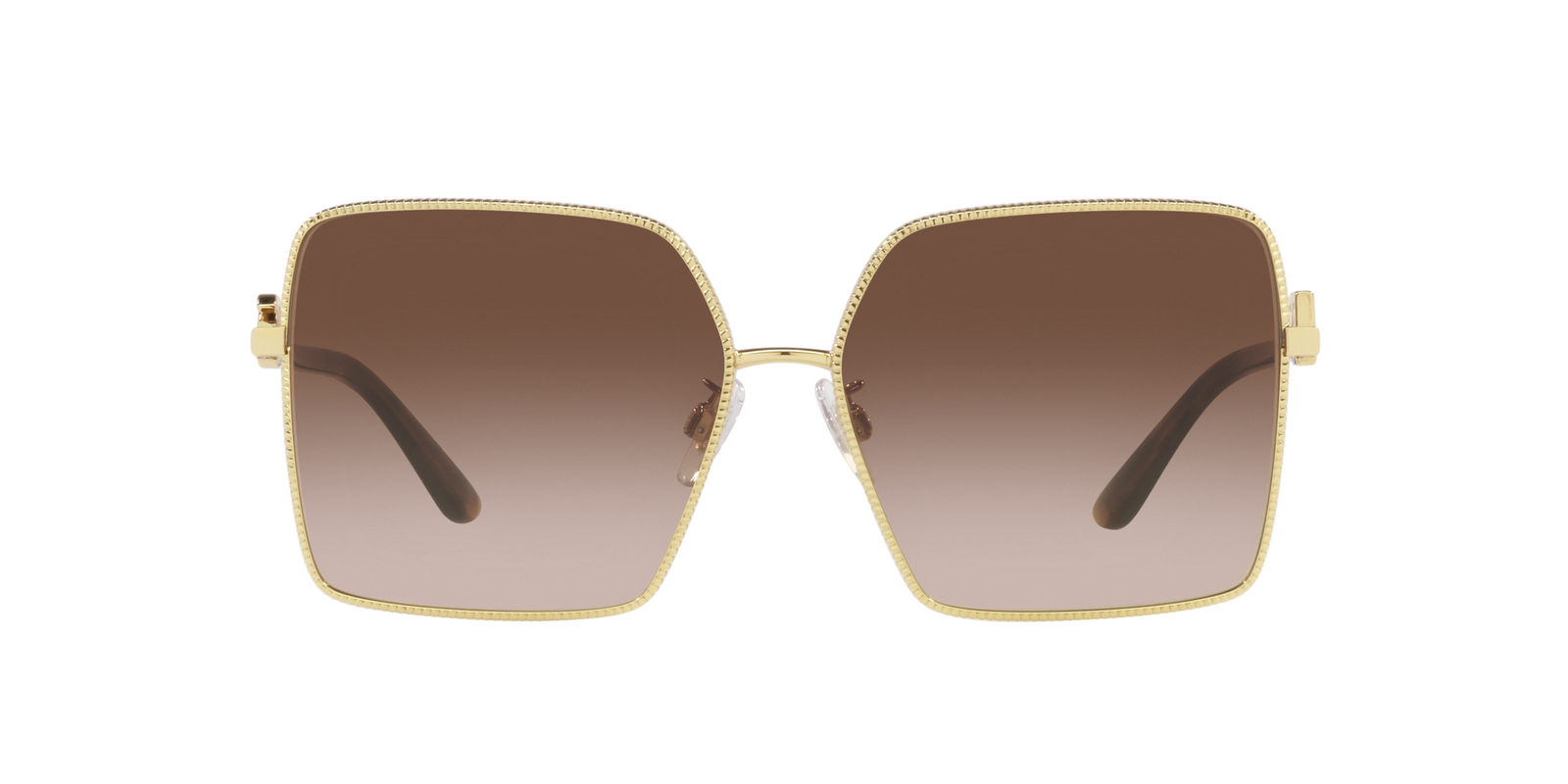 Das Bild zeigt die mehreckige Sonnenbrille DG2279 02/13 60 für Damen von der Marke Dolce & Gabbana in braun, gold, havanna von vorne