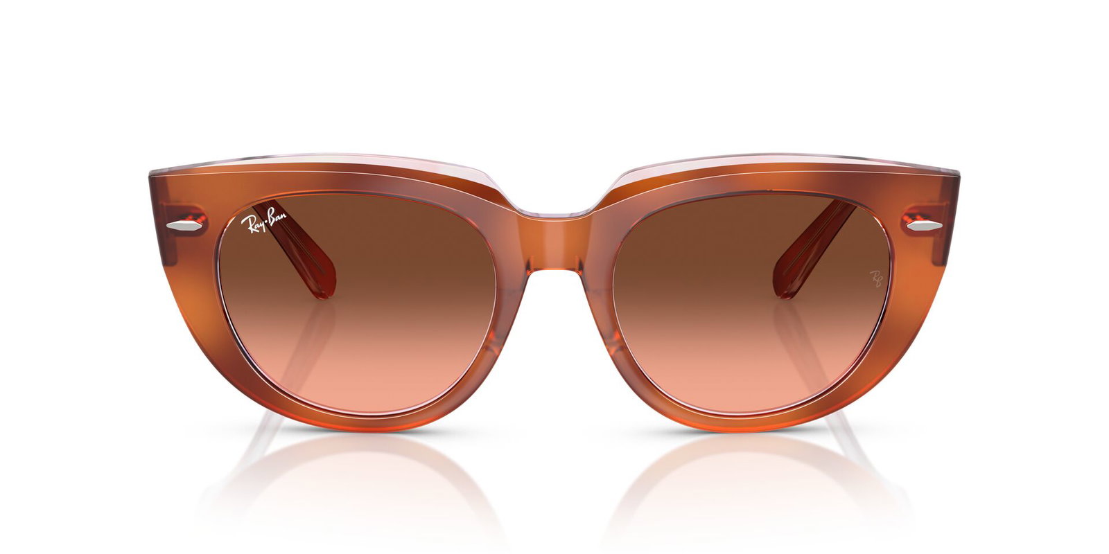Das Bild zeigt die Sonnenbrille RB2286 1415A5 von der Marke Ray-Ban in Havanna rot transparent.
