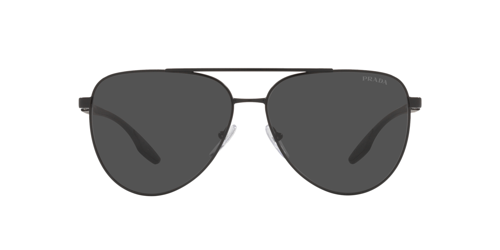Das Bild zeigt die Pilotensonnenbrille PS 52WS 1BO06F 61 für Herren von der Marke Prada Linea Rossa in matt schwarz von oben