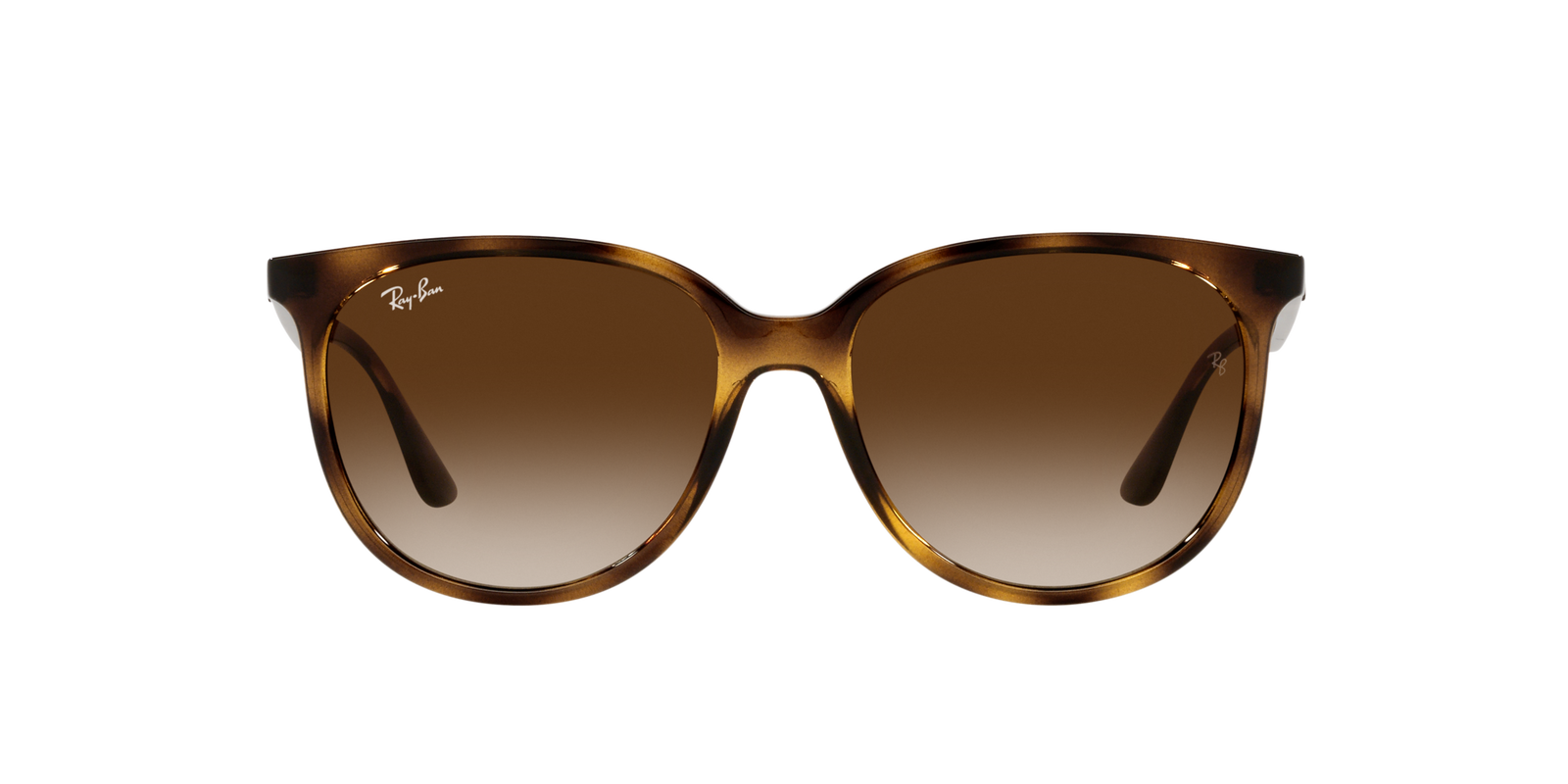 Das Bild zeigt die quadratische Sonnenbrille RB4378 710/13 54 für Damen von der Marke Ray Ban in braun havanna von vorne