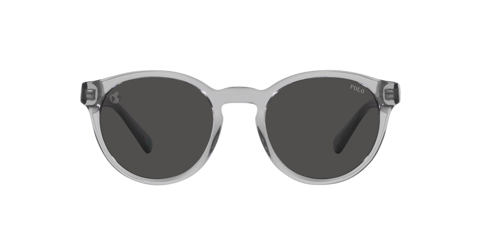 Das Bild zeigt die runde Sonnenbrille PH4192 541387 für Herren von der Marke Polo Ralph Lauren in transparentem grau von vorne