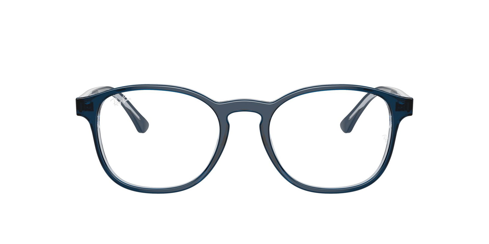 Das Bild zeigt die blaue Ray Ban Fassung RX5417 von vorne.