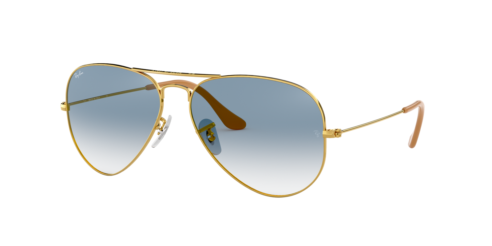 Das Bild zeigt die Pilotensonnenbrille RB3025 für Herren von der Marke Ray-Ban in gold von vorne