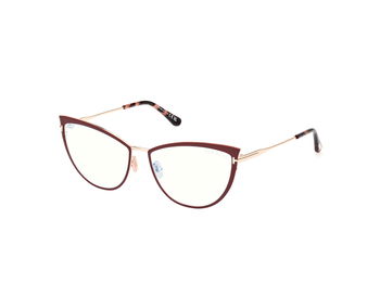 Das Bild zeigt die Korrektionsbrille FT5877-B 069 von der Marke Tom Ford in Bordeaux/Rose Gold.