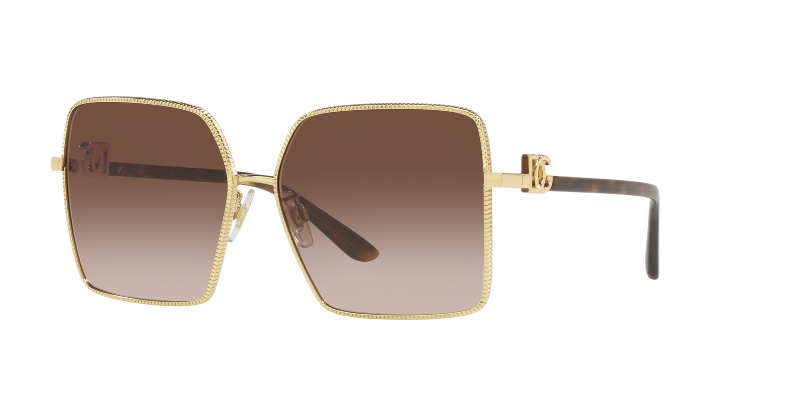 Das Bild zeigt die mehreckige Sonnenbrille DG2279 02/13 60 für Damen von der Marke Dolce & Gabbana in braun, gold, havanna von vorne