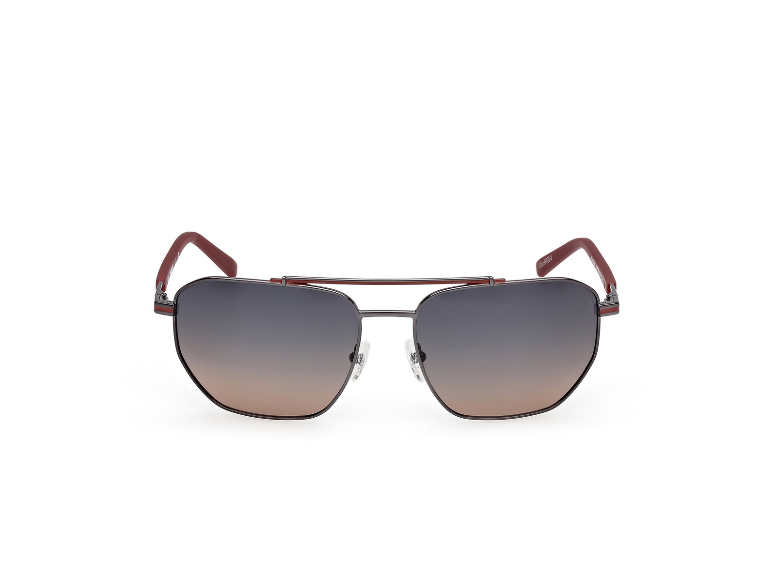 Das Bild zeigt die Sonnenbrille TB00038 06D von der Marke Timberland in Rot/Gun.