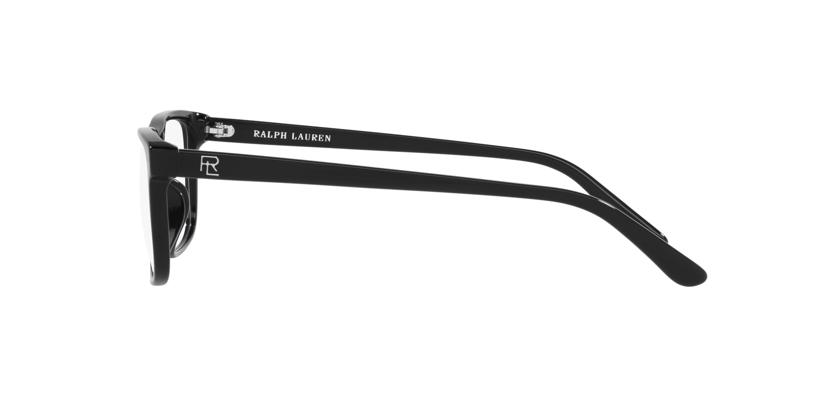 Das Bild zeigt die rechteckige Brille RL6225U für Herren von der Marke Ralph Lauren in schwarz seitlich