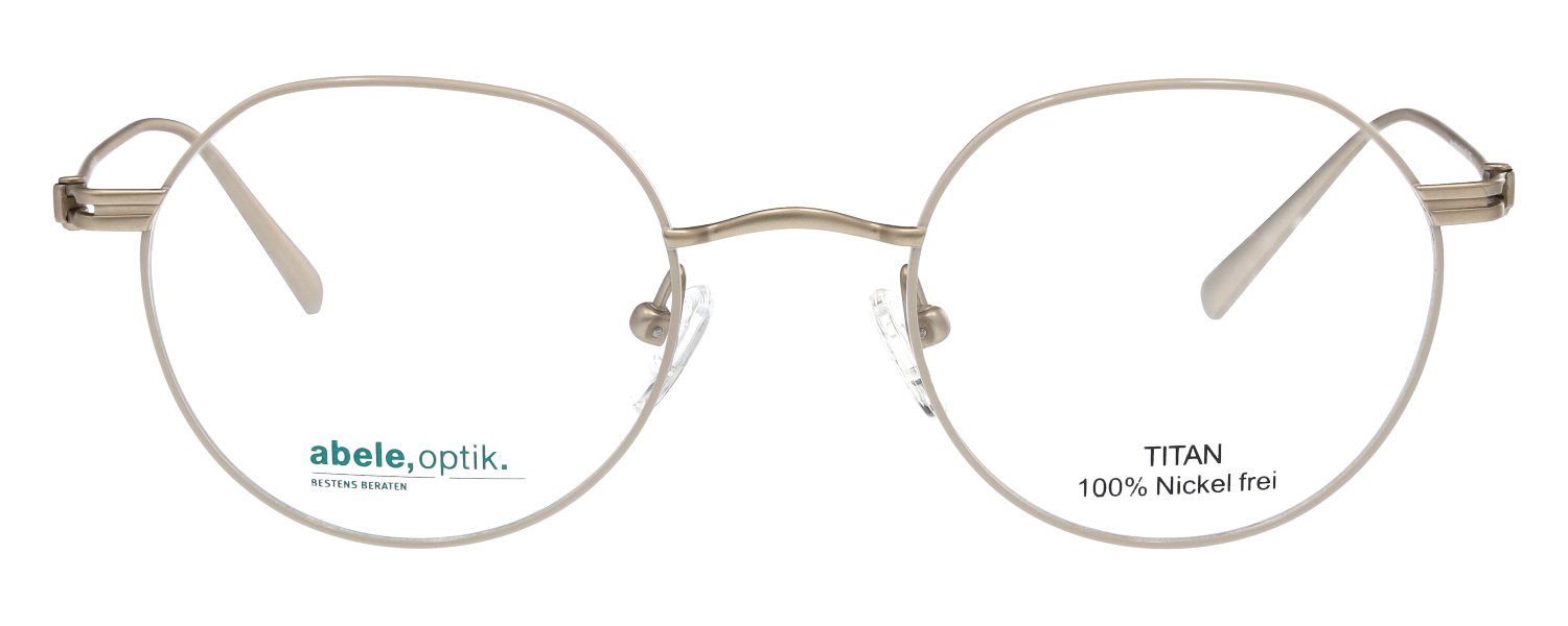 Das Bild zeigt die runde Brille 147491 für Damen von der Marke Abele Optik in matt gold und créme von vorne