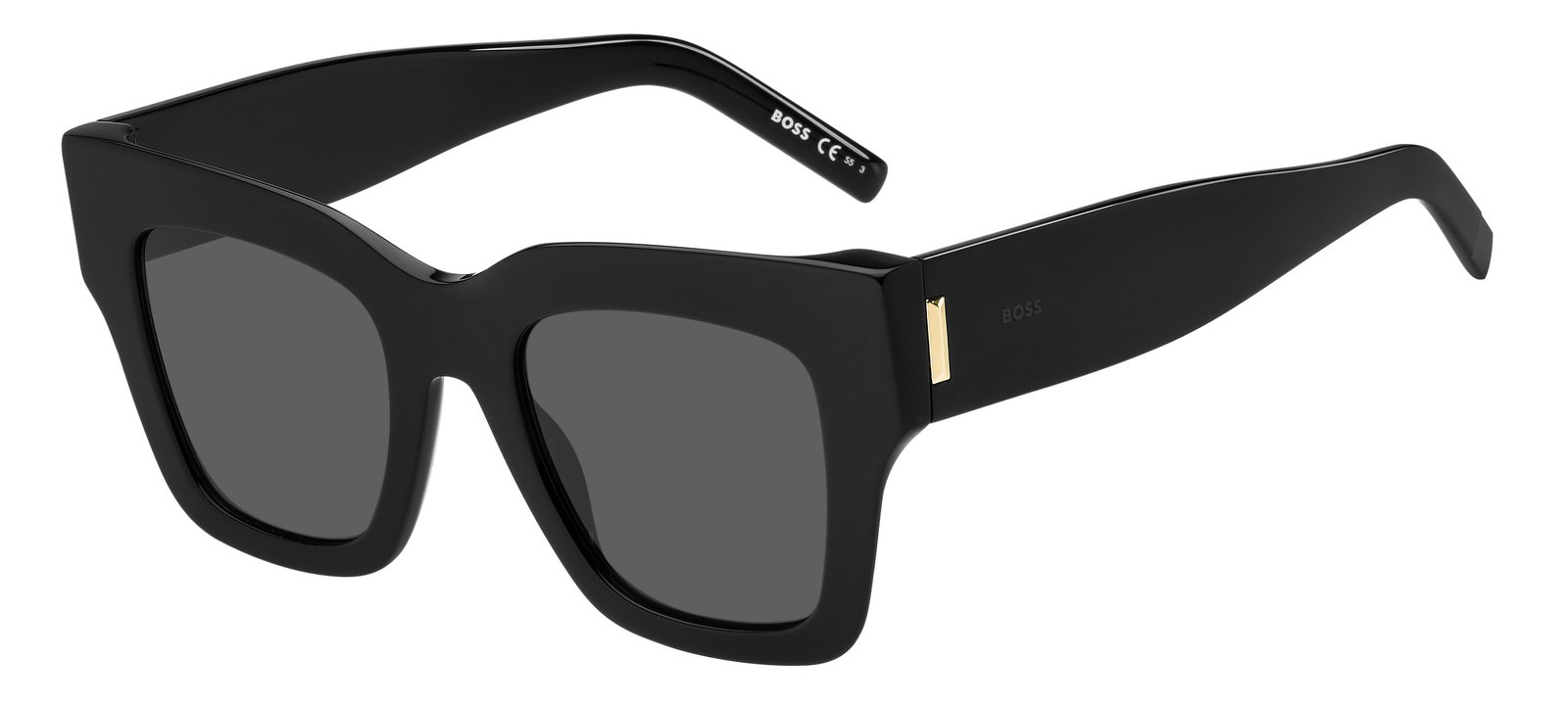 Das Bild zeigt die Cat-Eye-Sonnenbrille Boss 1386/S 807 für Damen von der Marke Boss in schwarz von vorne