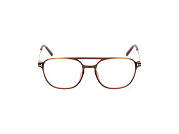 Das Bild zeigt die Korrektionsbrille FT5874-B 048 von der Marke Tom Ford in dunkelbraun/gold.