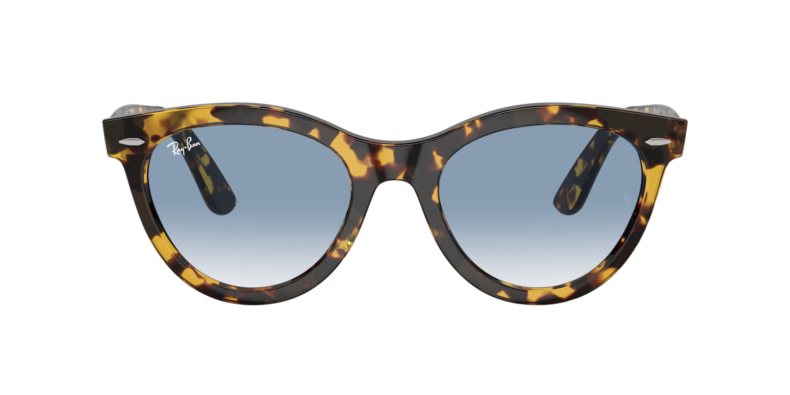 Das Bild zeigt die Browline-Sonnenbrille RB2241 13323F von der Marke Ray-Ban in braun, gelb, havanna von vorne