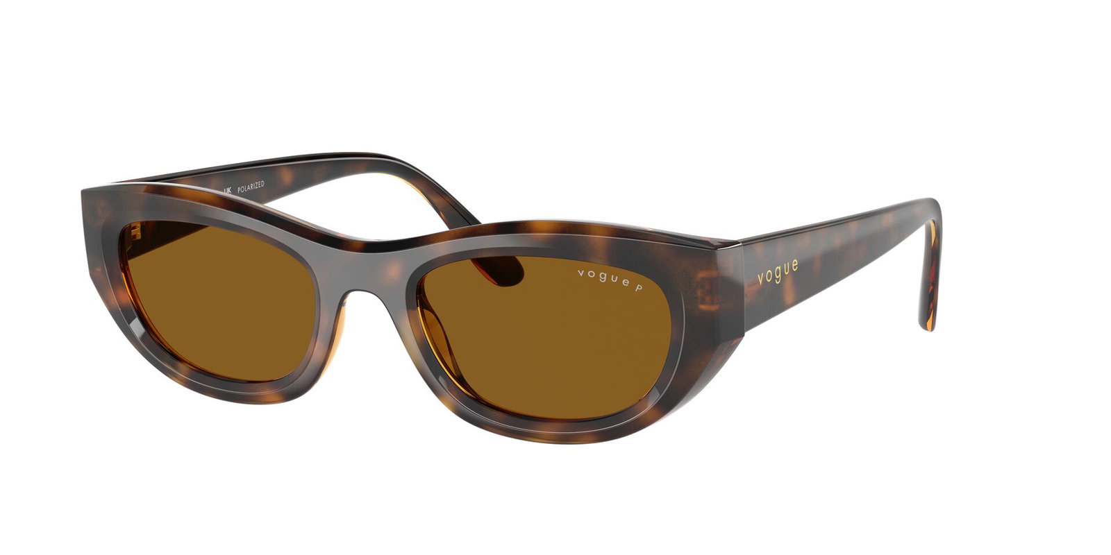 Das Bild zeigt die Cat-Eye-Sonnenbrille VO5616S von der Marke Vogue in dunkelhavanna von vorne