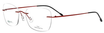 Titankomplettbrille für Damen randlos rot 150491