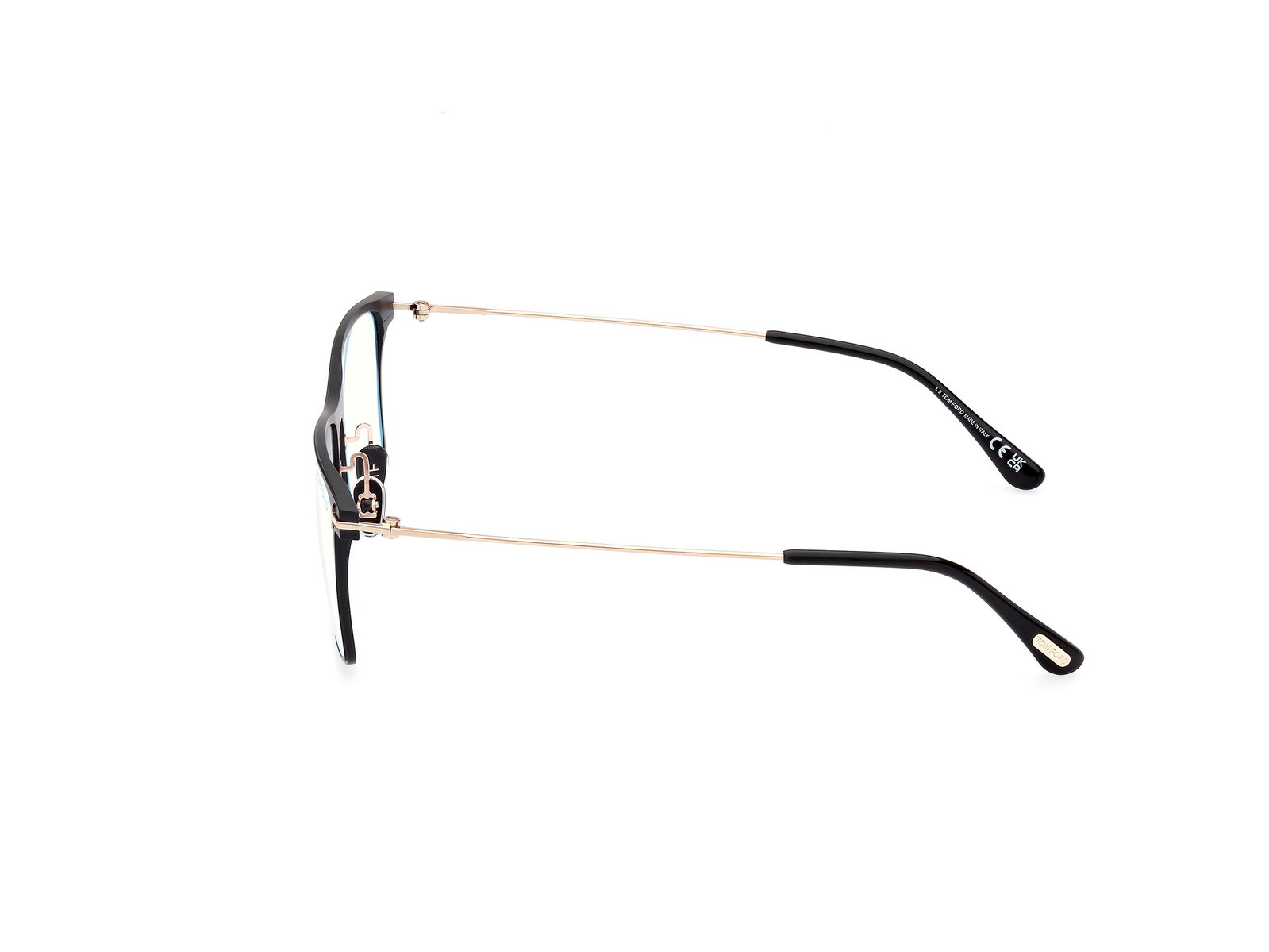 Das Bild zeigt die Korrektionsbrille FT5865-B 002 von der Marke Tom Ford in schwarz/rose gold.
