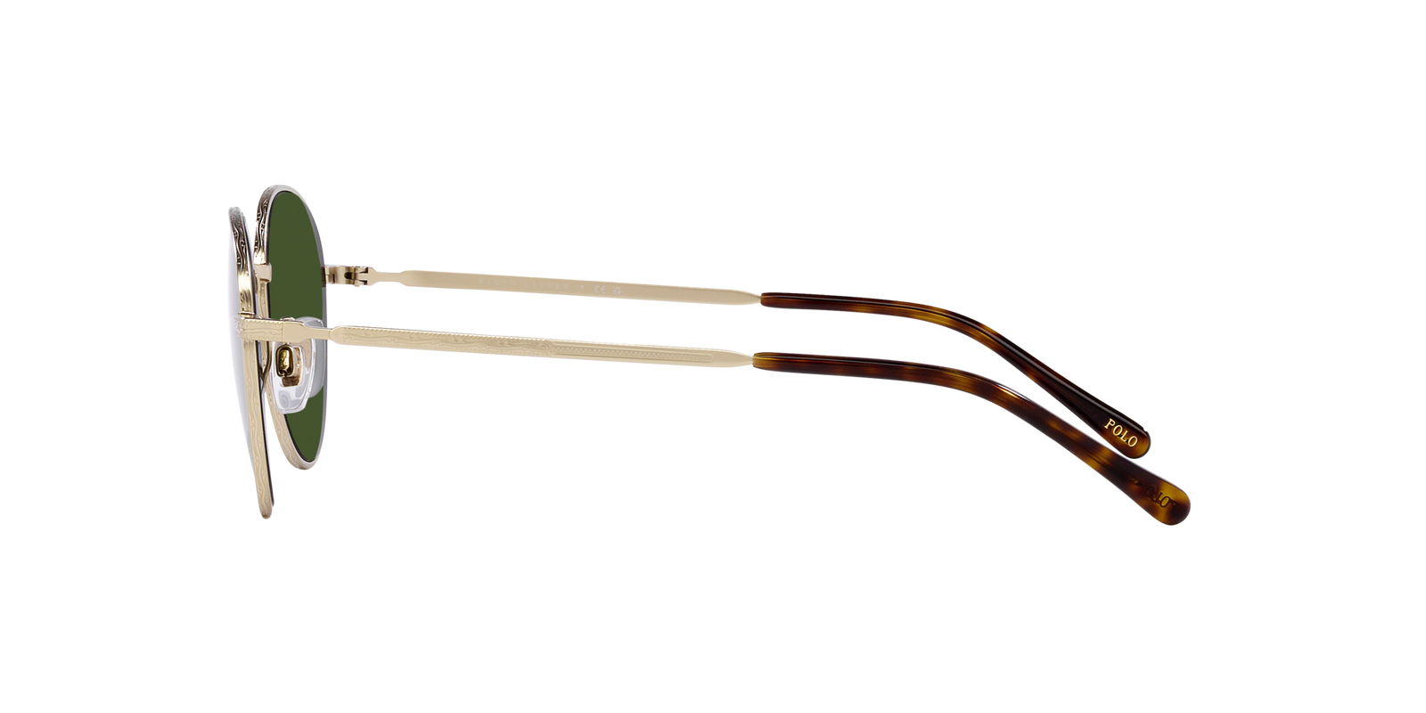 Das Bild zeigt die runde Pilotensonnenbrille PH3144 921171 für Herren von der Marke Polo Ralph Lauren in gold seitlich