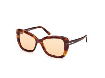 Das Bild zeigt die Sonnenbrille FT1008 53E von der Marke Tom Ford in havanna.