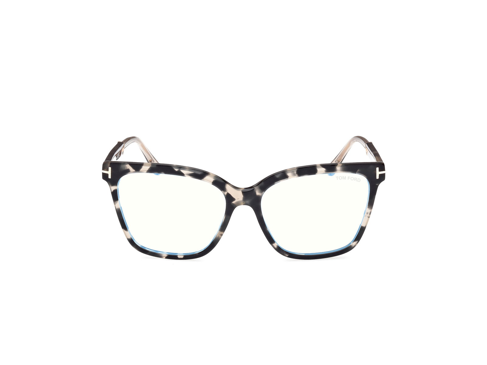 Das Bild zeigt die quadratische Brille FT5892-B 005 für Damen von der Marke Tom Ford in braun havanna von vorne