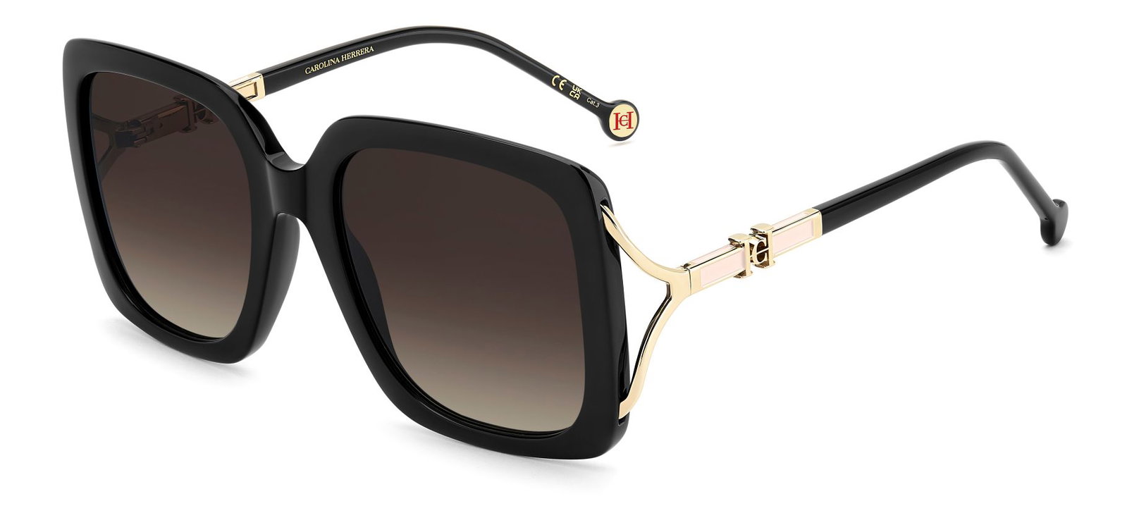 zu sehen ist die Sonnenbrille 2096 von Carolina Herrera in der Farbe Schwarz.