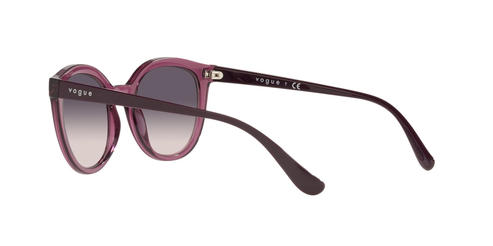 Das Bild zeigt die runde Sonnenbrille VO5427S für Damen von der Marke Vogue in pink, rosa, schwarz von rechts
