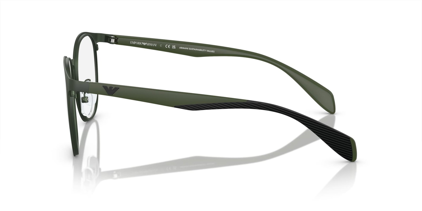 Das Bild zeigt die ovale Brille EA1148 3017 52 für Herren von der Marke Emporio Armani in grün matt von rechts