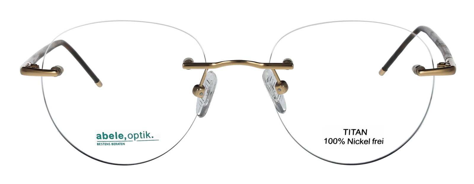 Das Bild zeigt die Titanbrille 147091 von der Marke Abele Optik in gold.