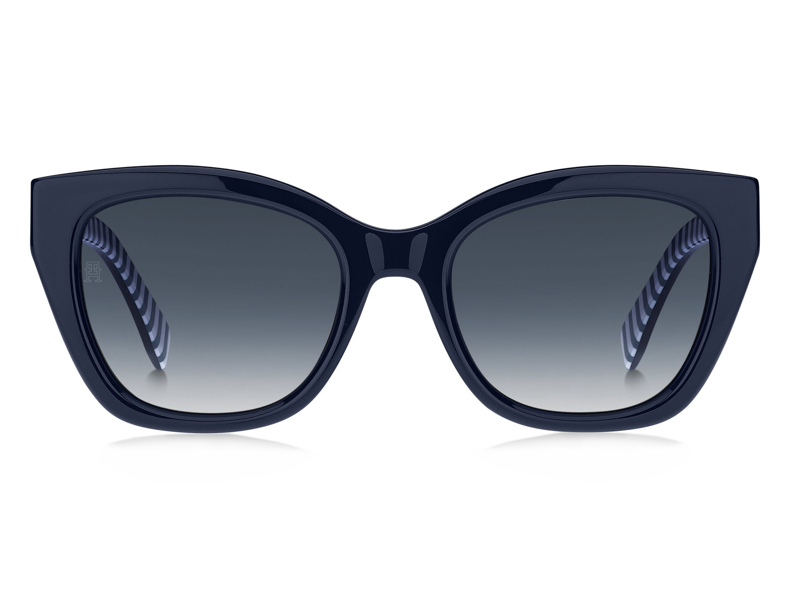 Das Bild zeigt die Cat-Eye-Sonnenbrille TH 1980/S S6F für Damen von der Marke Tommy Hilfiger in blau von vorne