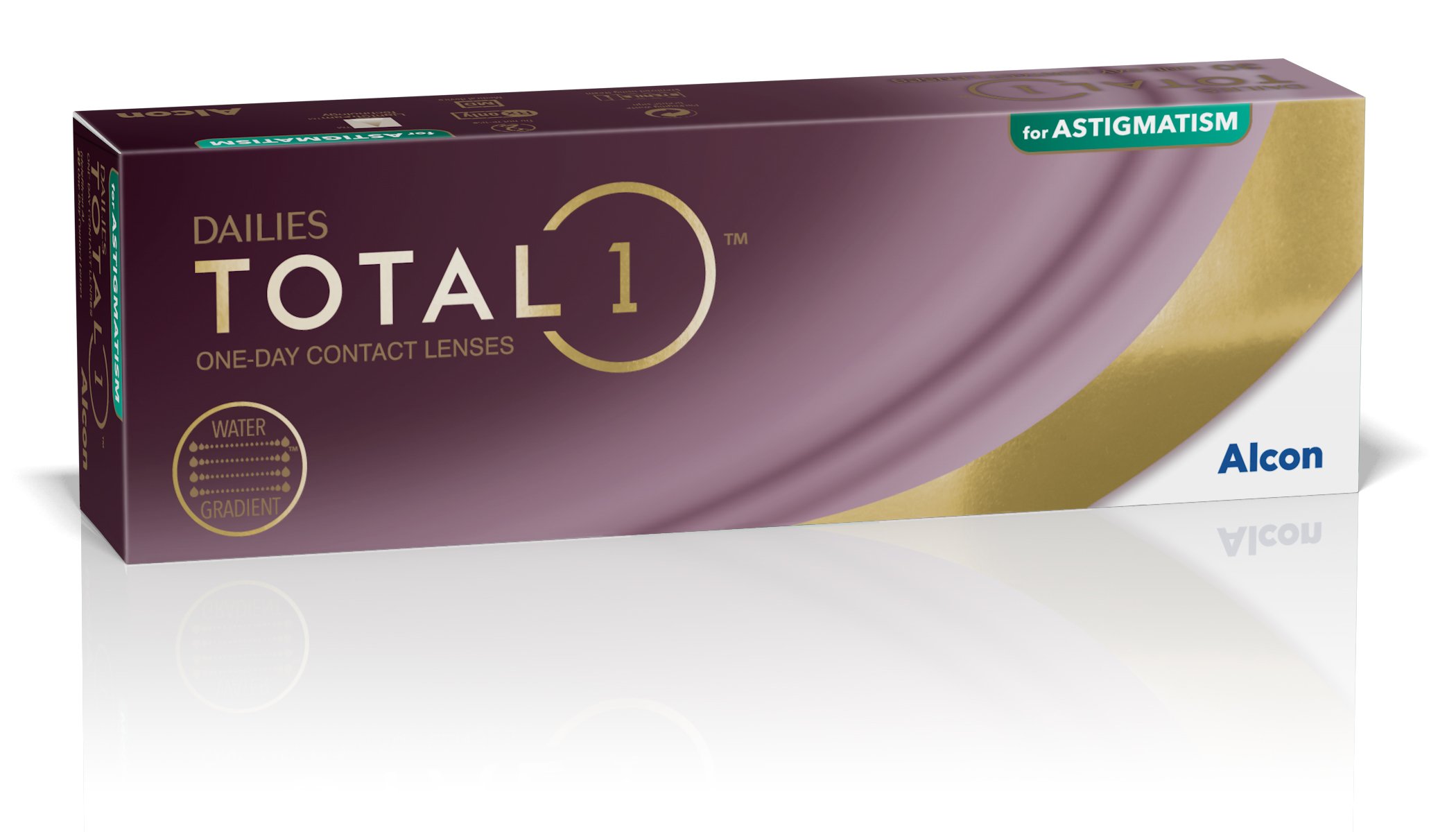 Das Bild zeigt die Verpackung der  Kontaktlinse Dailies Total 1 for Astigmatism.