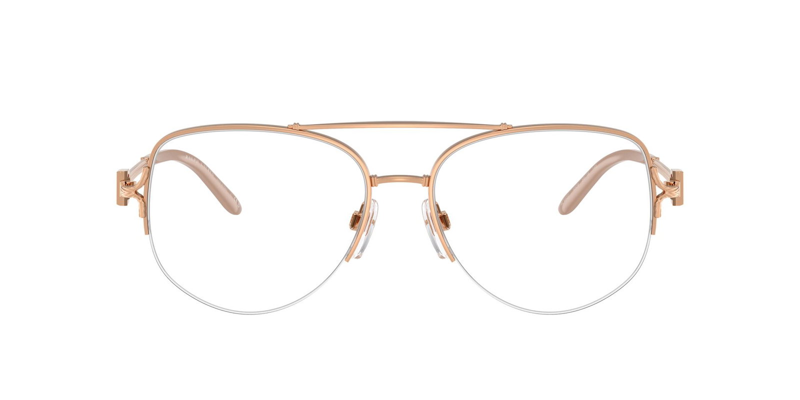 Das Bild zeigt die Korrektionsbrille RL5127 von der Marke Ralph Lauren in Roßégold.