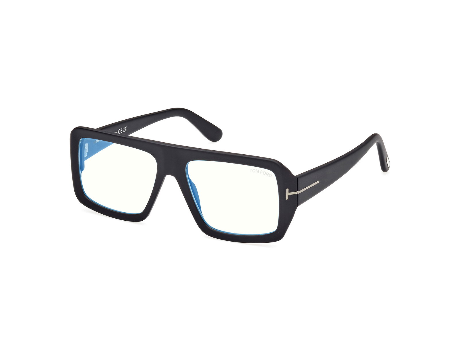 Das Bild zeigt die quadratische Brille FT5903-B 001 für Herren von der Marke Tom Ford in schwarz von vorne