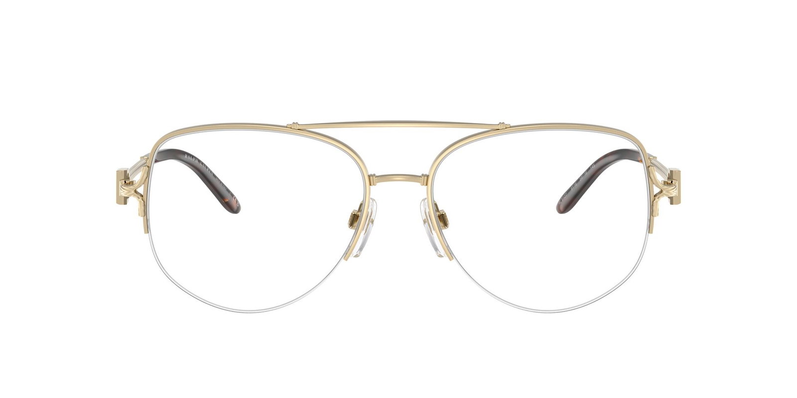 Das Bild zeigt die Pilotenbrille RL5127 9116 für Damen von der Marke Ralph Lauren in hellgold von vorne