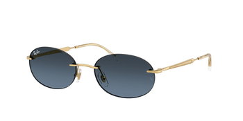 Das Bild zeigt die Ray Ban Sonnenbrille RB3767 in Gold mit blauen Verlaufsgläsern von seitlich.