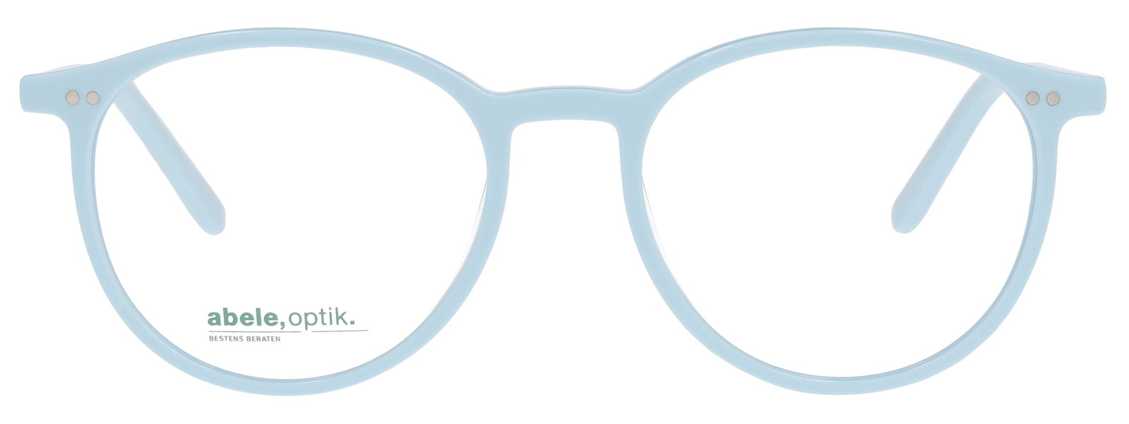 Das Bild zeigt die runde Brille Lucky Glasses von der Marke Lucky Glasses in hellblau von vorne