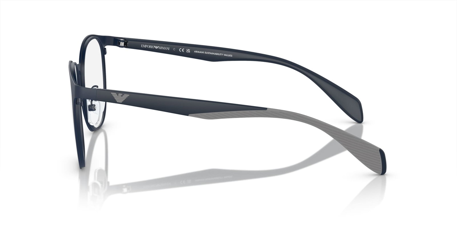 Das Bild zeigt die ovale Brille EA1148 3018 52 für Herren von der Marke Emporio Armani in blau matt von rechts