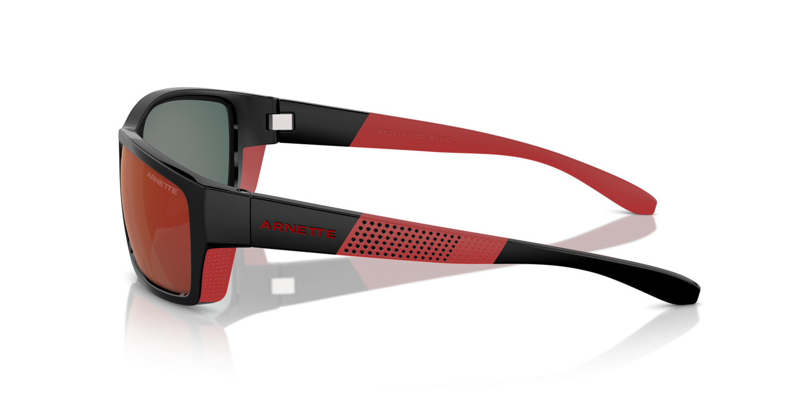 Das Bild zeigt die Sonnenbrille AN4336 27536Q von der Marke Arnette in schwarz/rot.