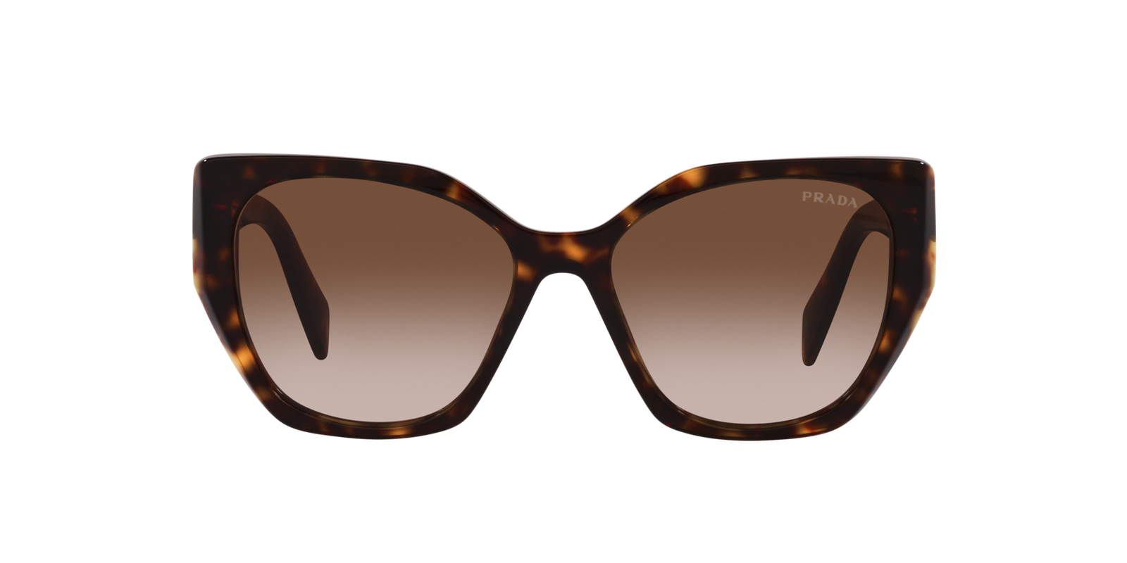 Das Bild zeigt die Butterfly-Sonnenbrille PR 19ZS 2AU6S1 55 für Damen von der Marke Prada in braun havanna von vorne