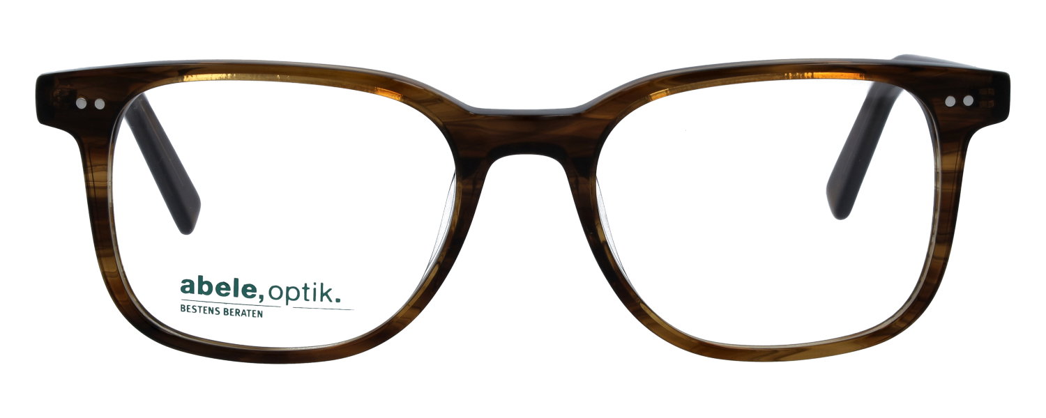 Das Bild zeigt die quadratische Brille 144961 für Herren von der Marke Abele Optik in braun gemustert von vorne