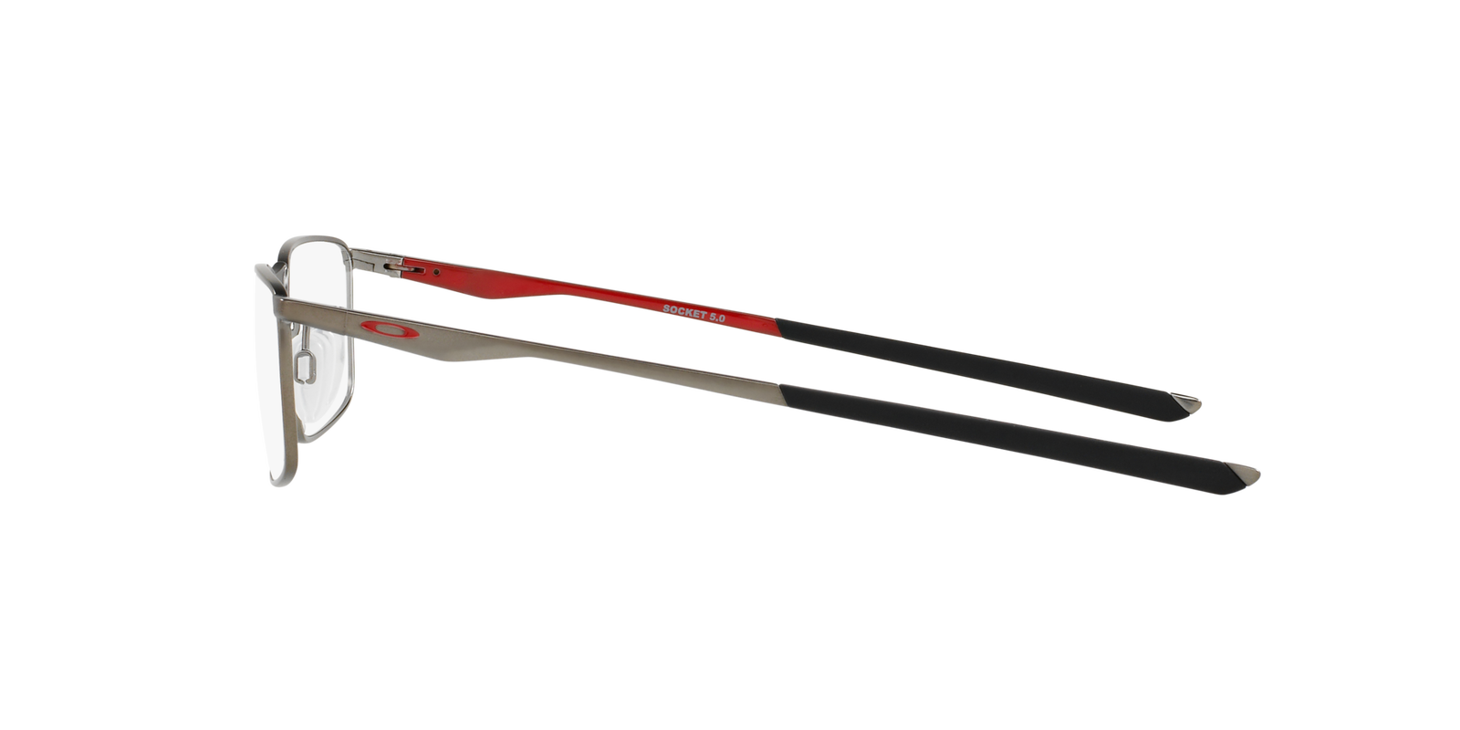 Das Bild zeigt die quadratische Brille OX3217 321703 55 für Herren von der Marke Oakley in grau silber seitlich