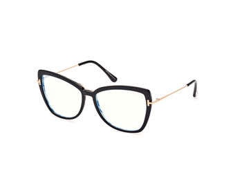 Das Bild zeigt die Korrektionsbrille FT5882-B 005 von der Marke Tom Ford in schwarz/rose gold.