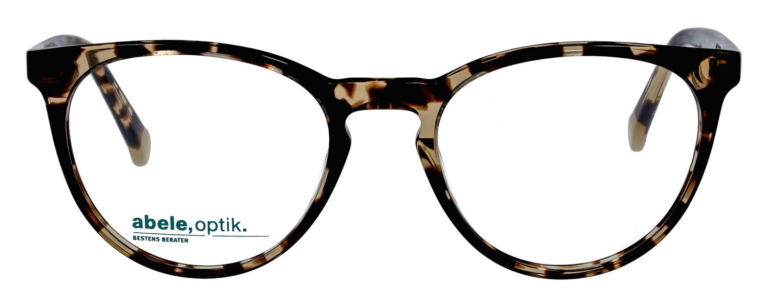 Das Bild zeigt die runde Brille 145811 für Damen von der Marke Abele Optik in braun von vorne