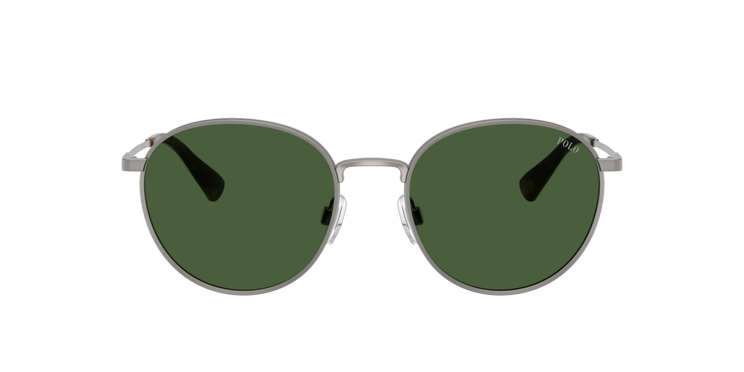 Das Bild zeigt die Polo Ralph Lauren Sonnenbrille PH3163 in Gunmetal halbglänzend von vorne.