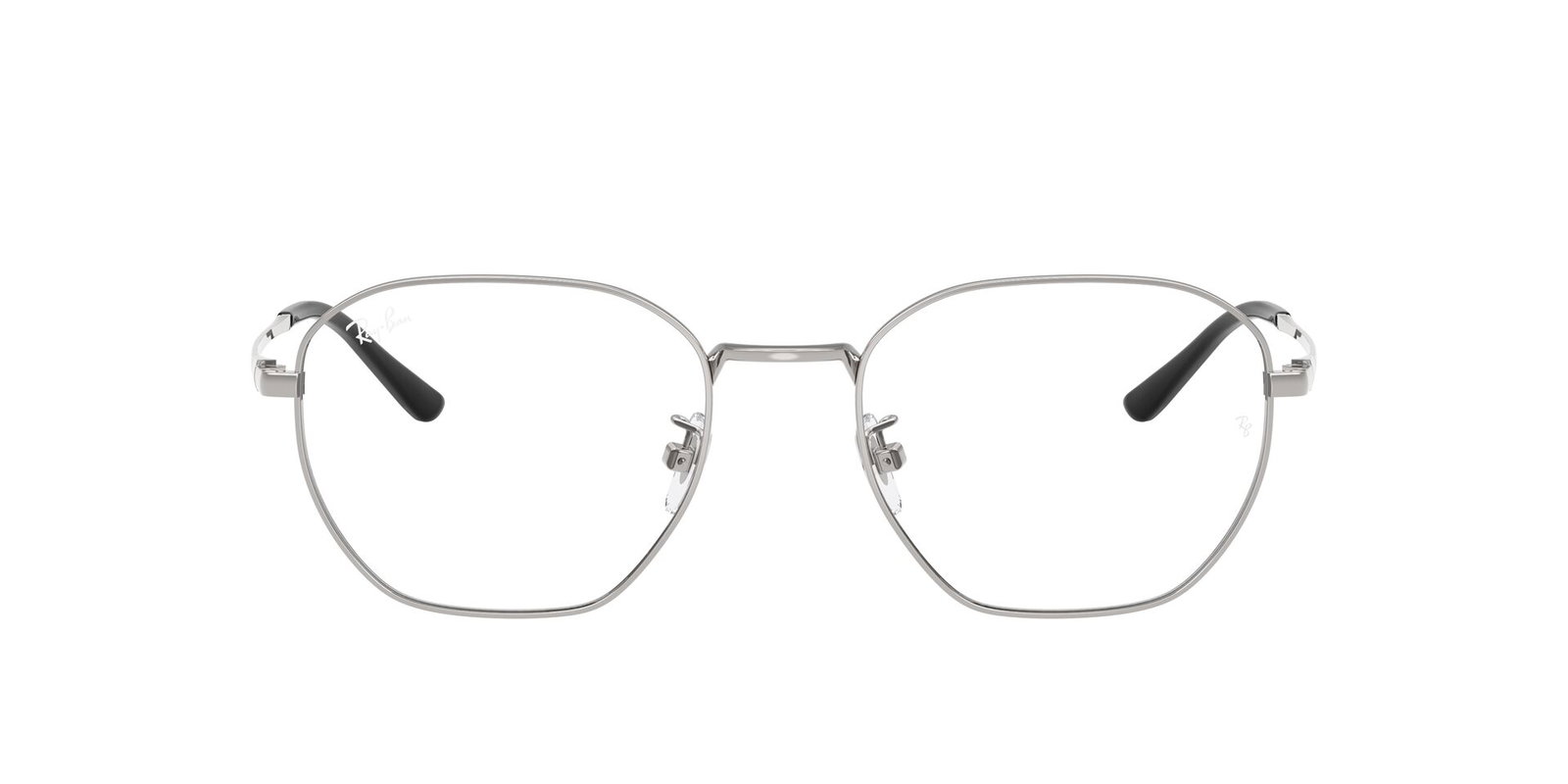 Das Bild zeigt die Korrektionsbrille RX8777 von Ray Ban in Silber von vorne