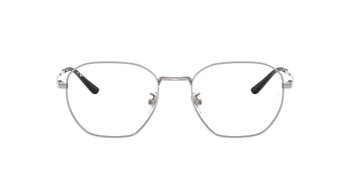 Das Bild zeigt die Korrektionsbrille RX8777 von Ray Ban in Silber von vorne